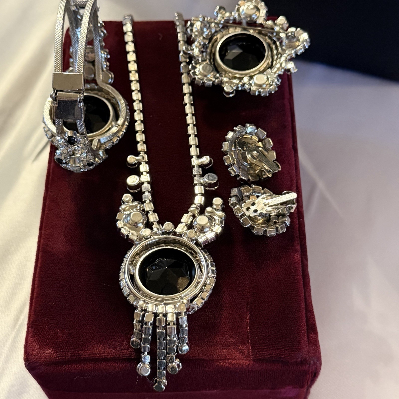 Juliana DeLizza & Elster Grand Parure Necklace Bracelet Earrings Brooch VTG