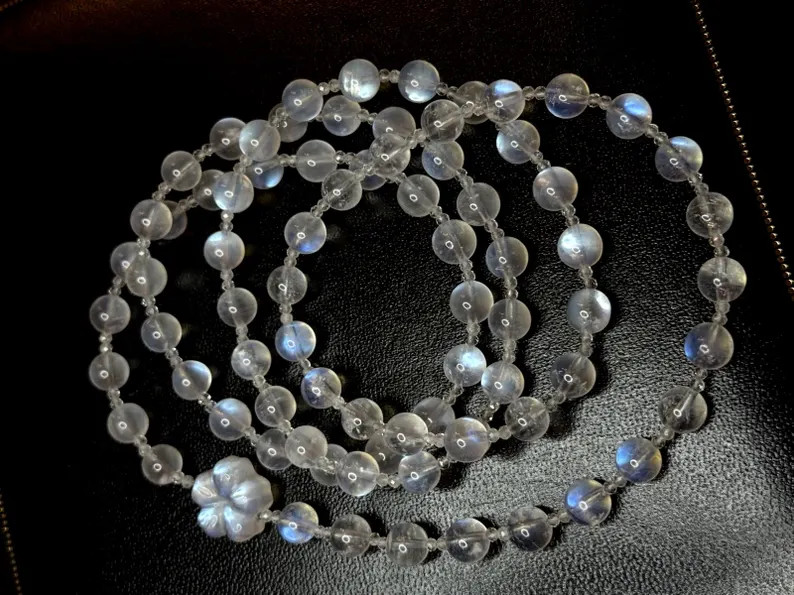 necklace moonstone rock crystal Art Deco style