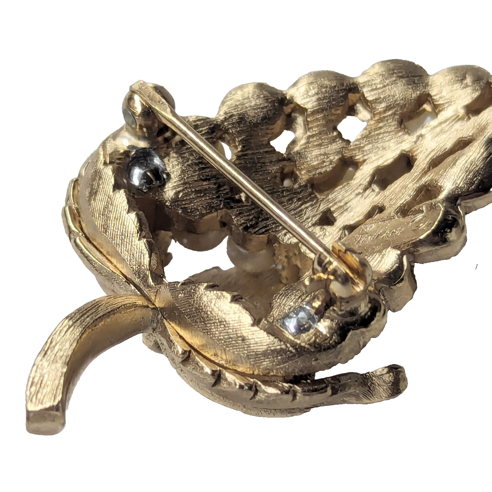 Crown Trifari Grape Cluster Signed Faux Pearl Vintage 1950s Gold Tone Brooch Pin