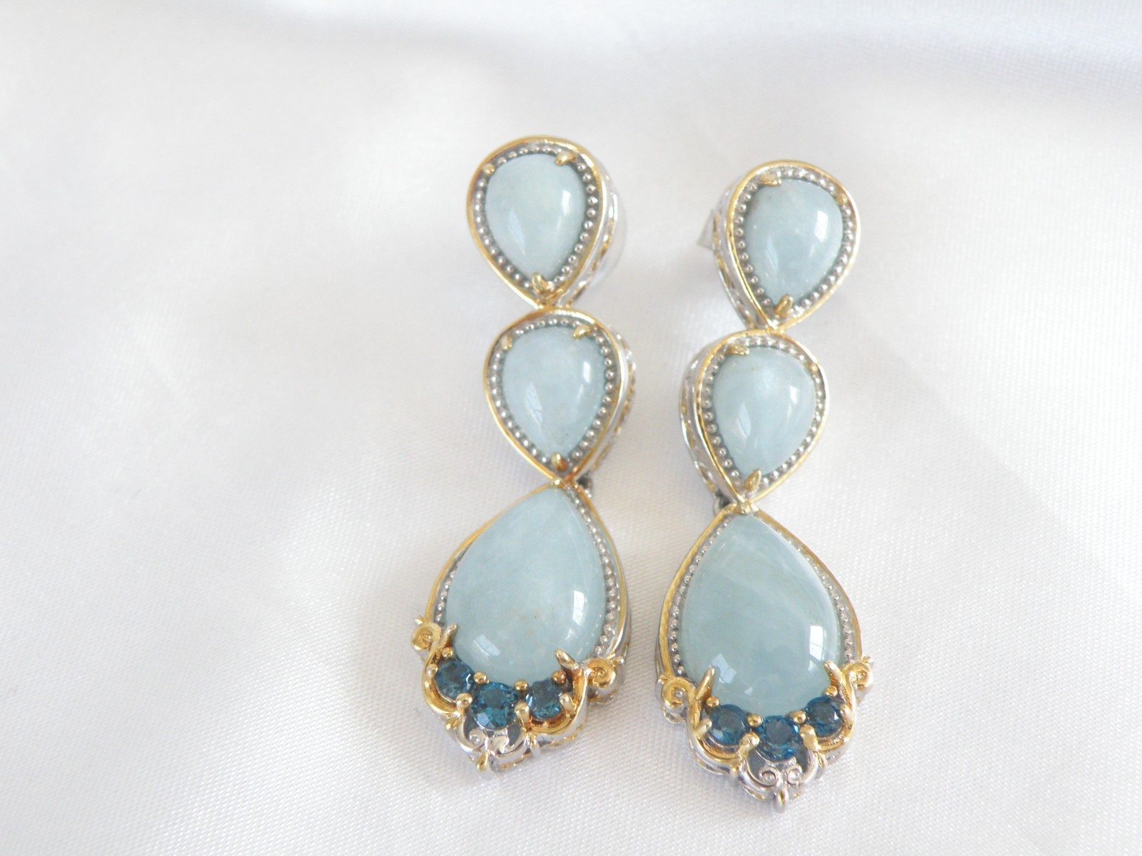 Gem En Vogue Michael Valitutti Sterling Silver 925 Milky Aquamarine Earrings