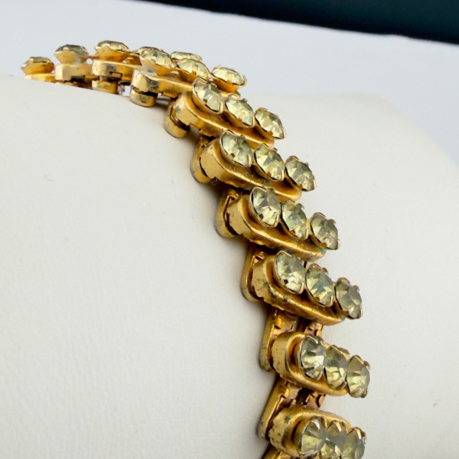 Vintage Rhinestone Expansion Bracelets Set of 2 Stretch Silver/Gold Tone 3 Row