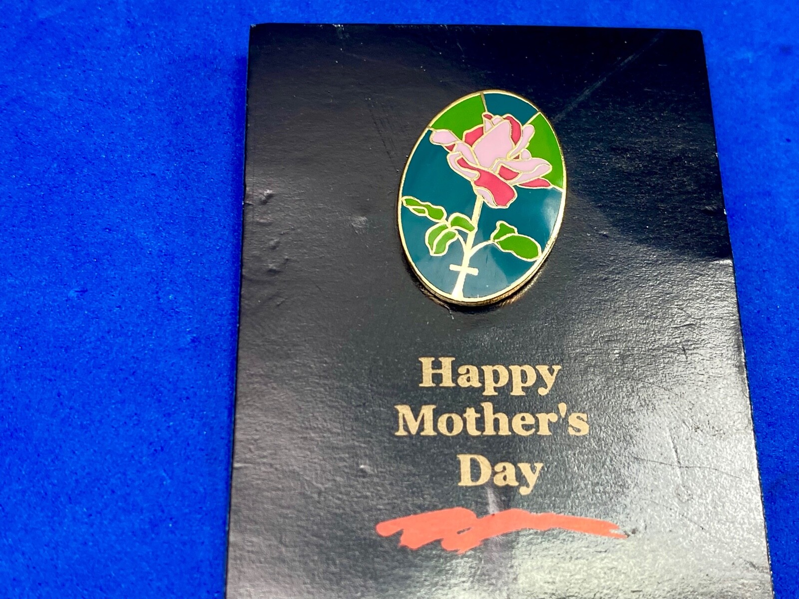 Happy Mother’s Day Rose Enamel Brooch Pin On Card By Valley Casting