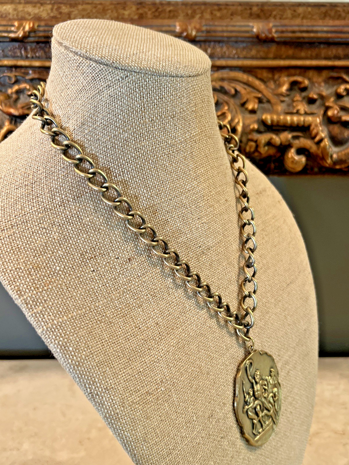 VTG 1960’s SIGNED JOSEFF of HOLLYWOOD MEDALLION NECKLACE / LAOCOON SERPENT