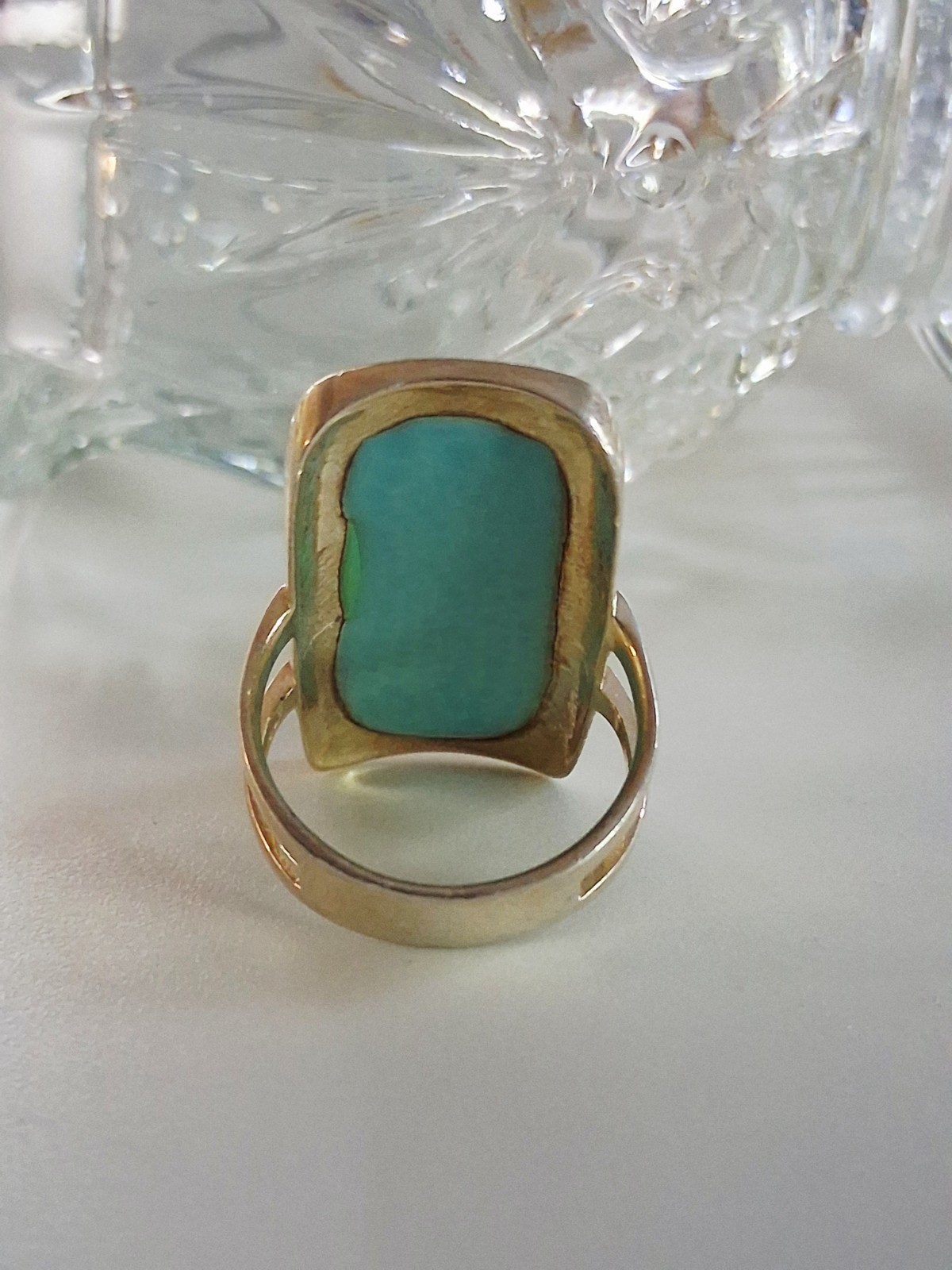 ATI Annika Witt Mexico Turquoise Large Statement Ring Size 8.75 Sterling Silver