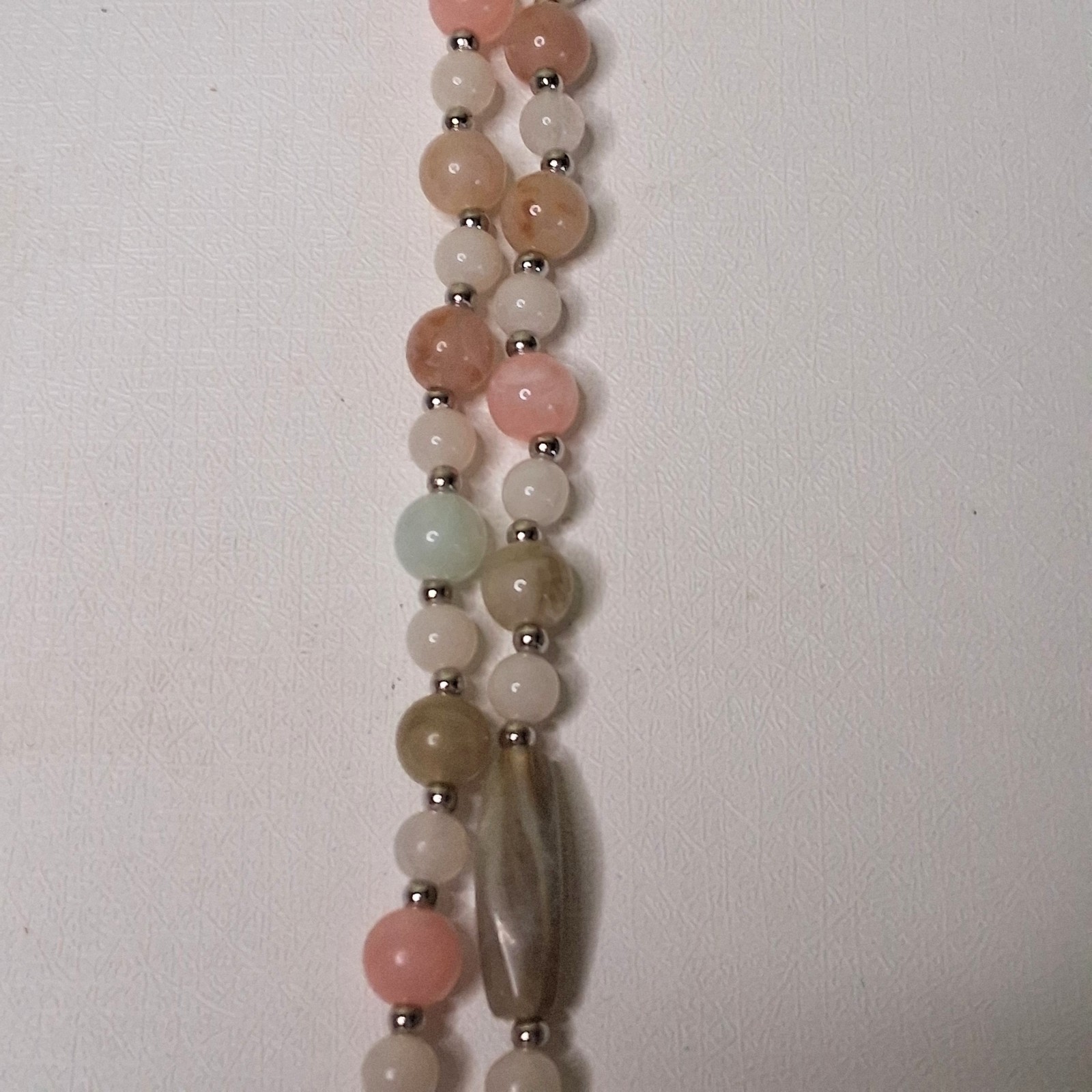 Long Beaded Necklace Multi-Color Pastel Stone Glass Beads 30 Inch Boho Vintage