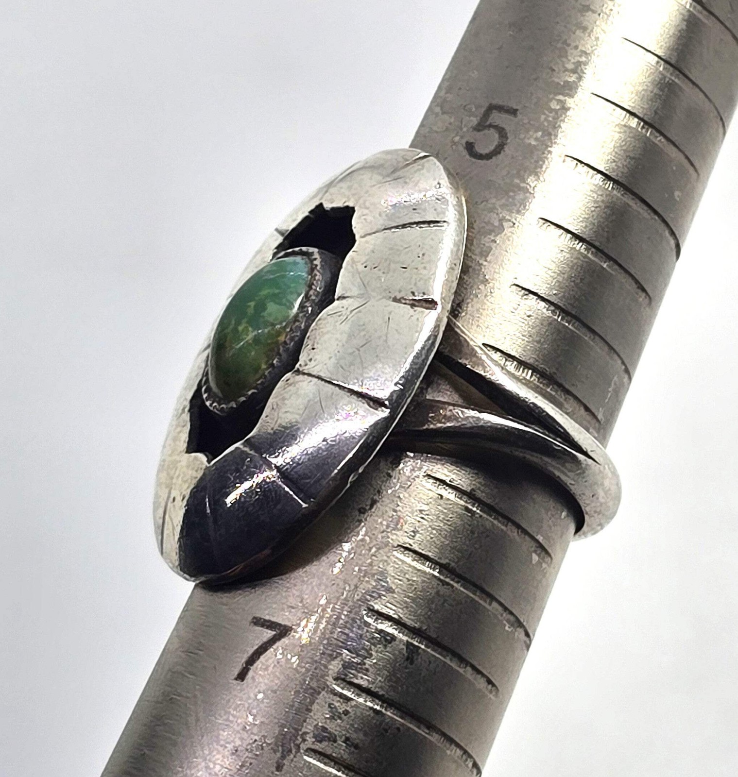 Turquoise Shadowbox Native American vintage sterling silver ring size 6