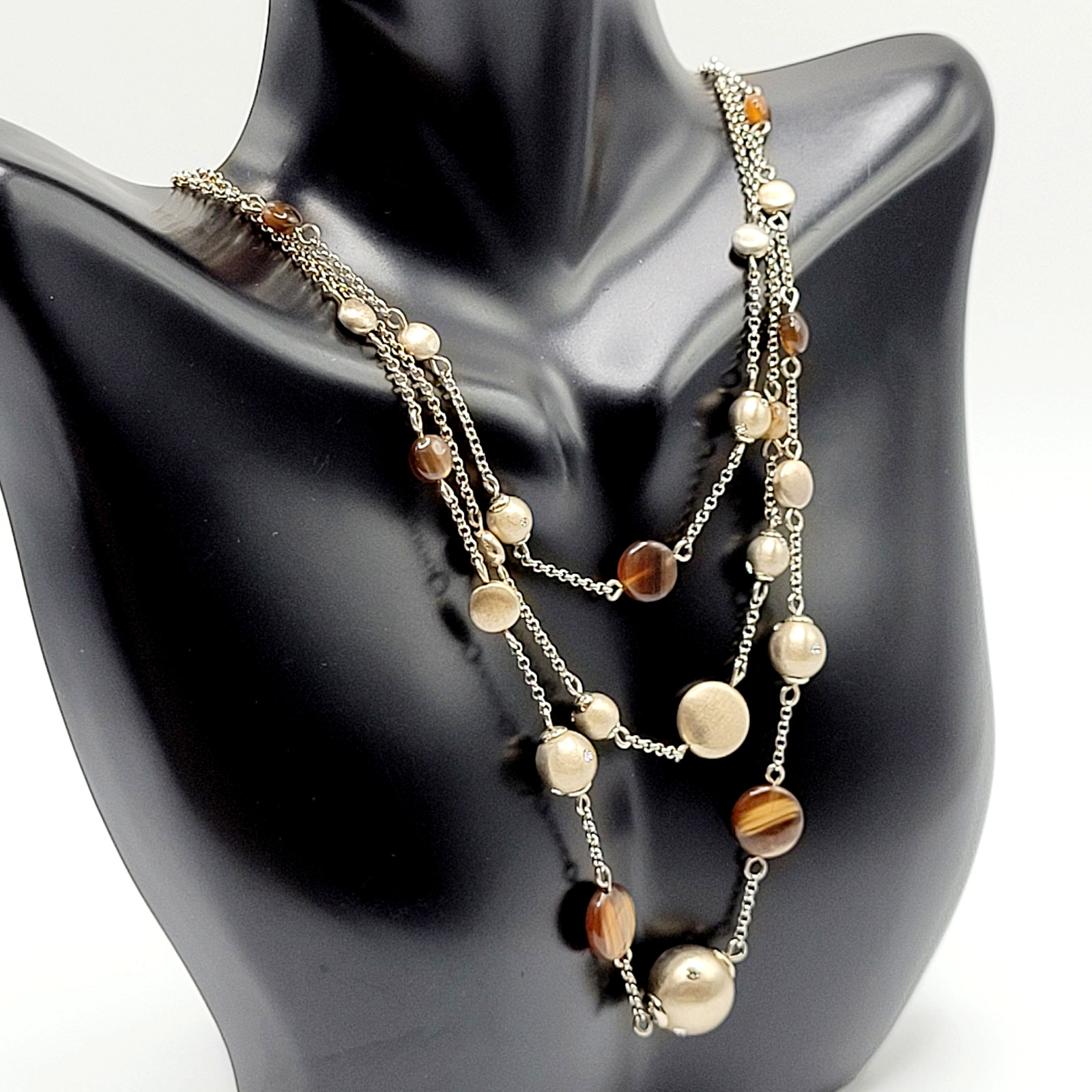 Monet Multi Strand Layer Floating Necklace Festoon Vintage Necklace 16 Inch