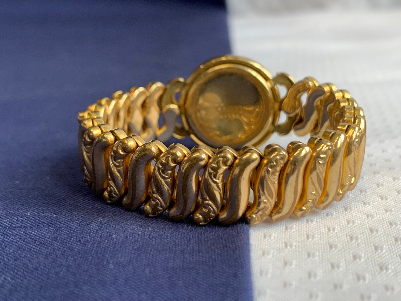 Vtg American Queen Sweetheart Bracelet 5-8.5″ Stretch Band Pitman & Keeler