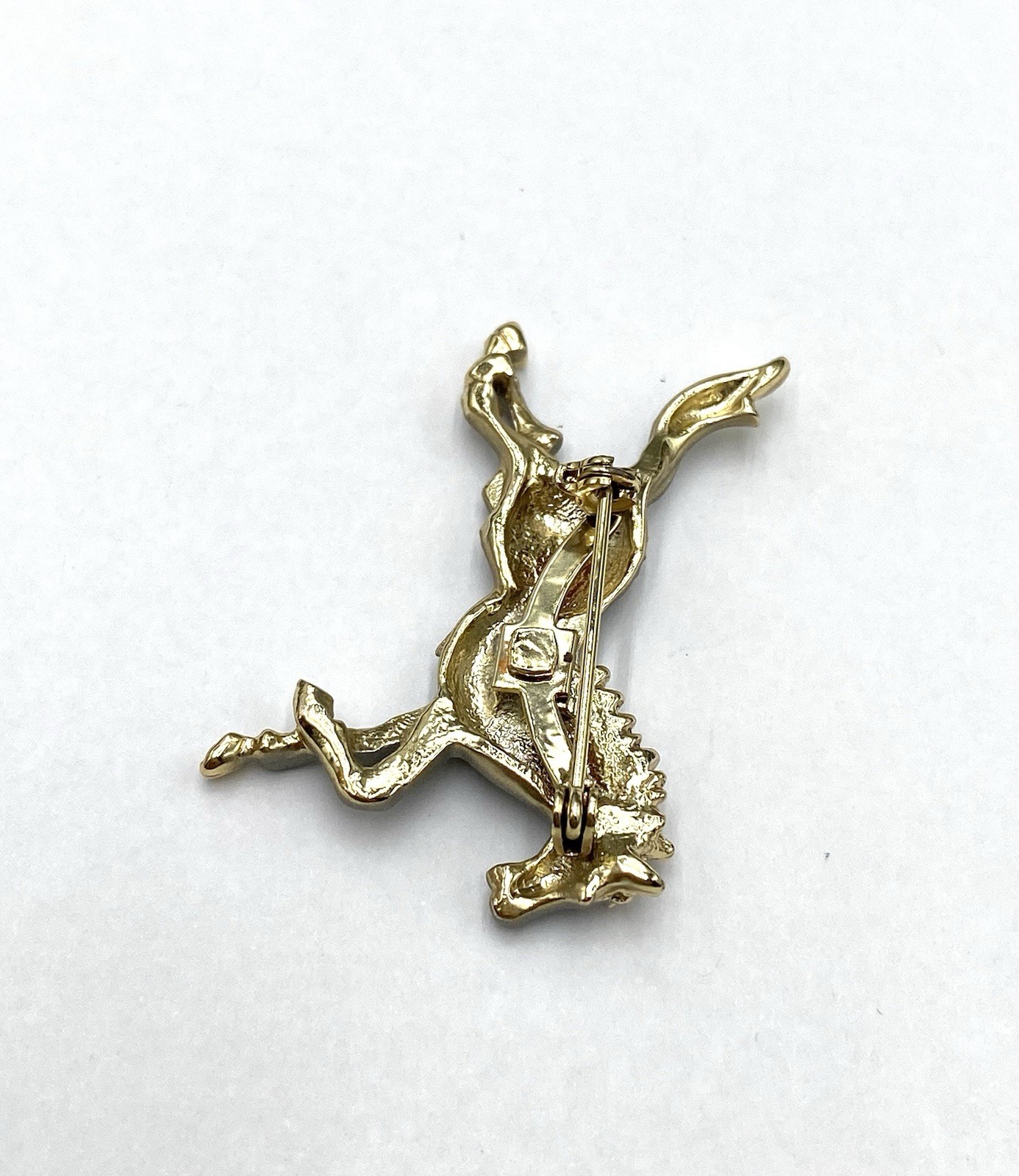 Vintage Brooch Pin Grey Running Horse Pin Gold Tone