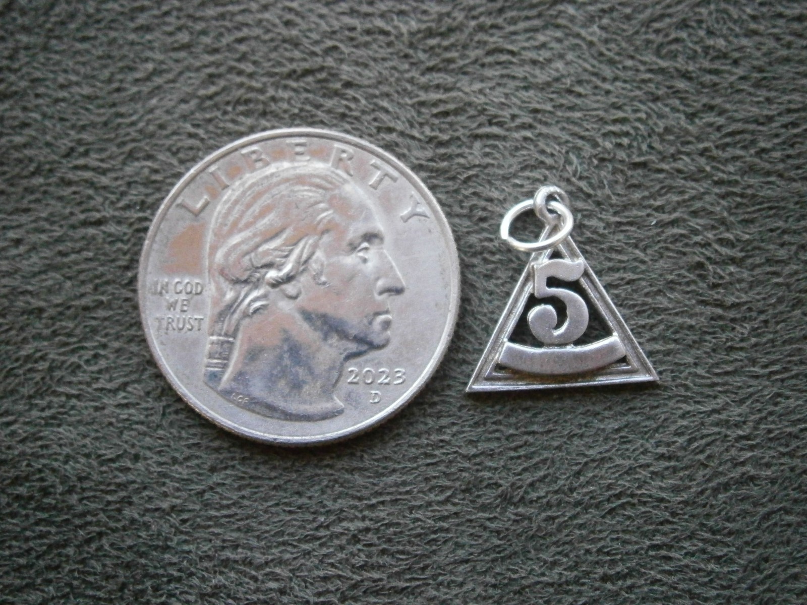 #5 Job’s Daughters 5th Messenger Station Vtg Sterling Silver Bracelet Charm (b)