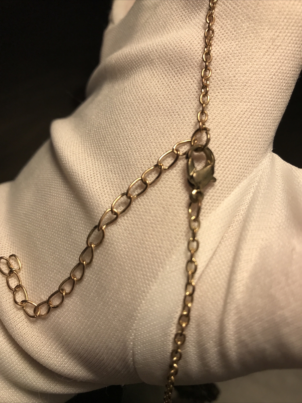 Necklace Light Pink/Purple/Burgundy Glass Bead Charm Gold Tone Chain Link 24-27”