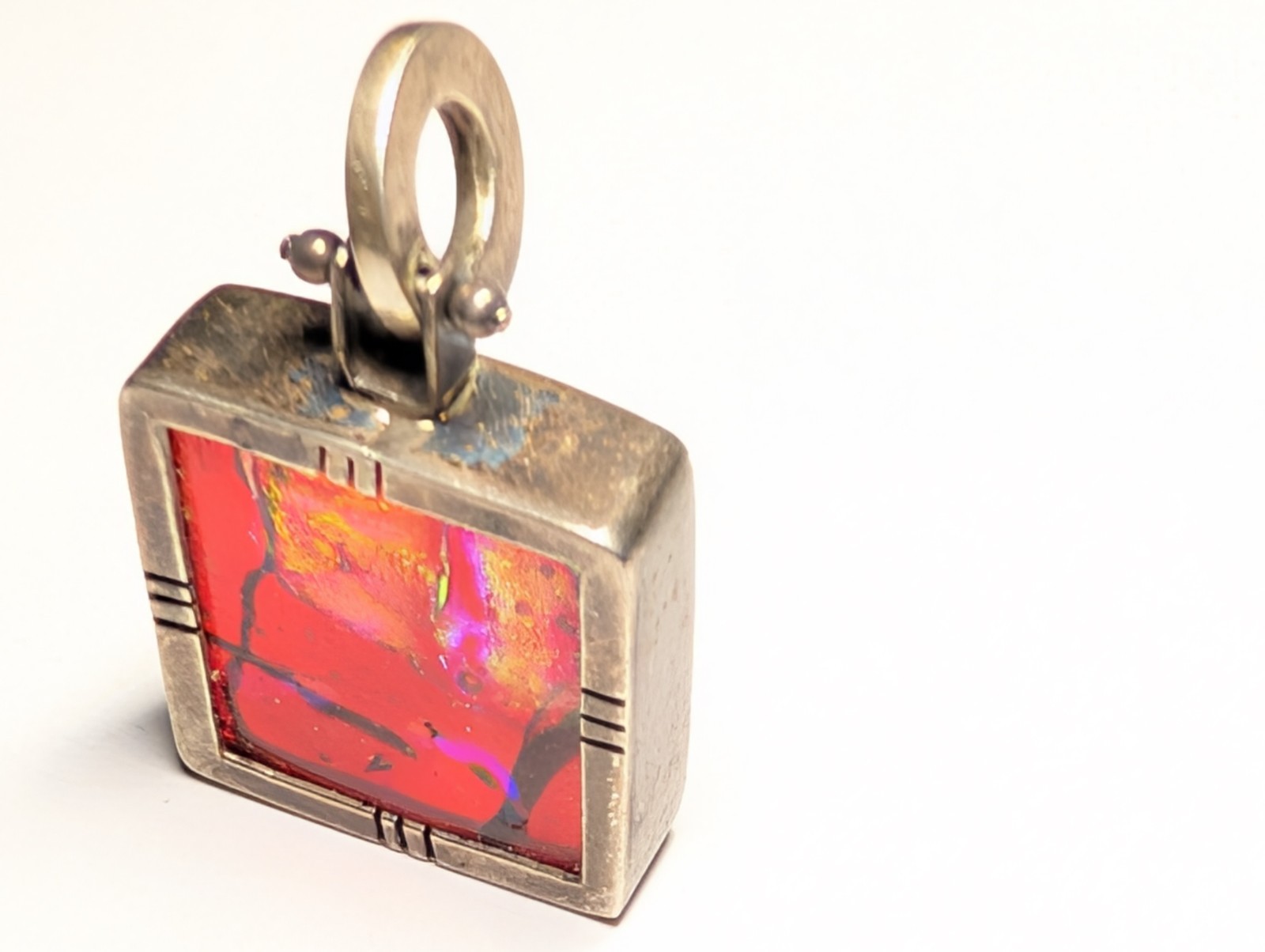 VINTAGE DICHROIC STERLING SILVER PENDANT SIGNED MEX925 R*G WEIGHS 13+ GRAMS