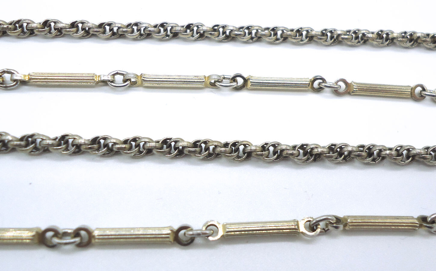 Vintage Monet Signed Two Tone Double Strand 60″ Necklace