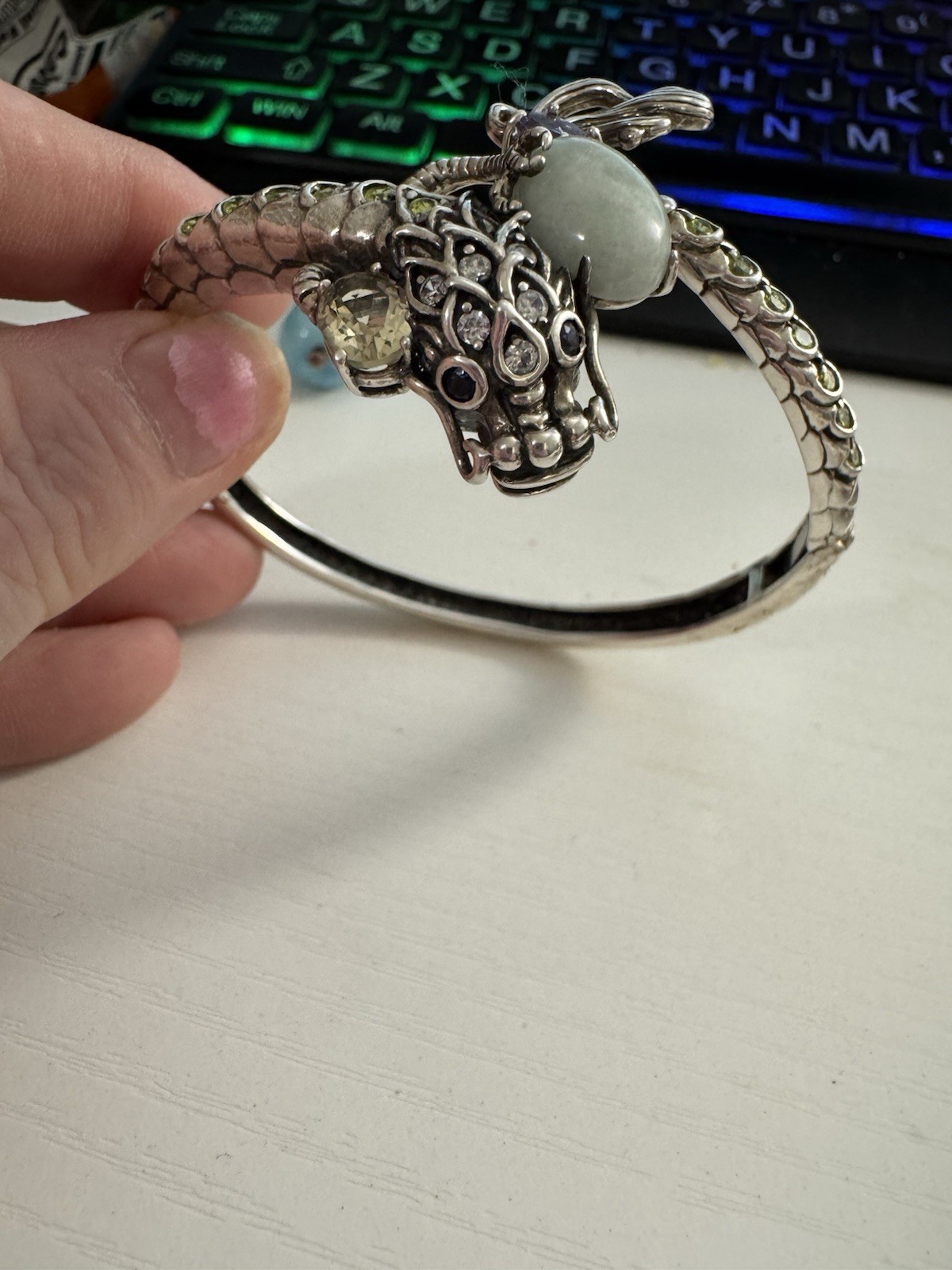 Jade of Yesteryear Sterling Silver Dragon Bracelet