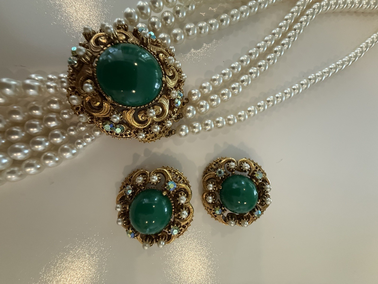 Florenza Royal Convertible Pearl Strands Statement Necklace & Clip Earrings