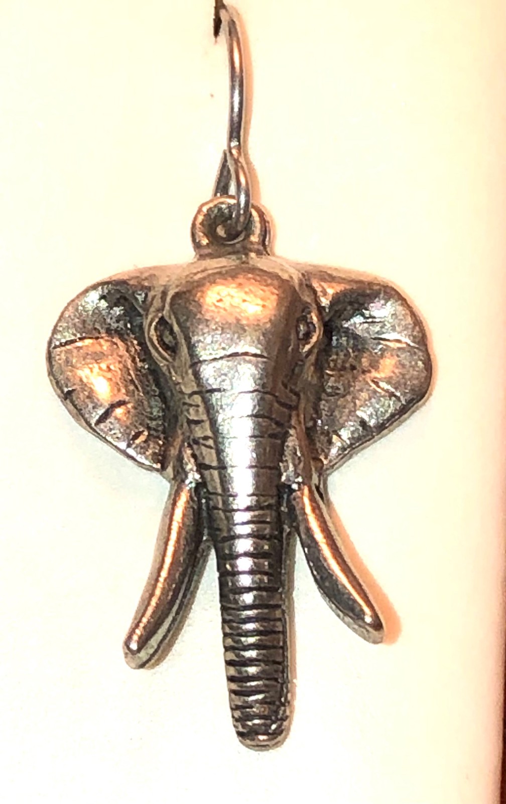 Silver Elephant Earrings Pewter Safari Drop Dangle Jim Clift GOP 80s Vintage