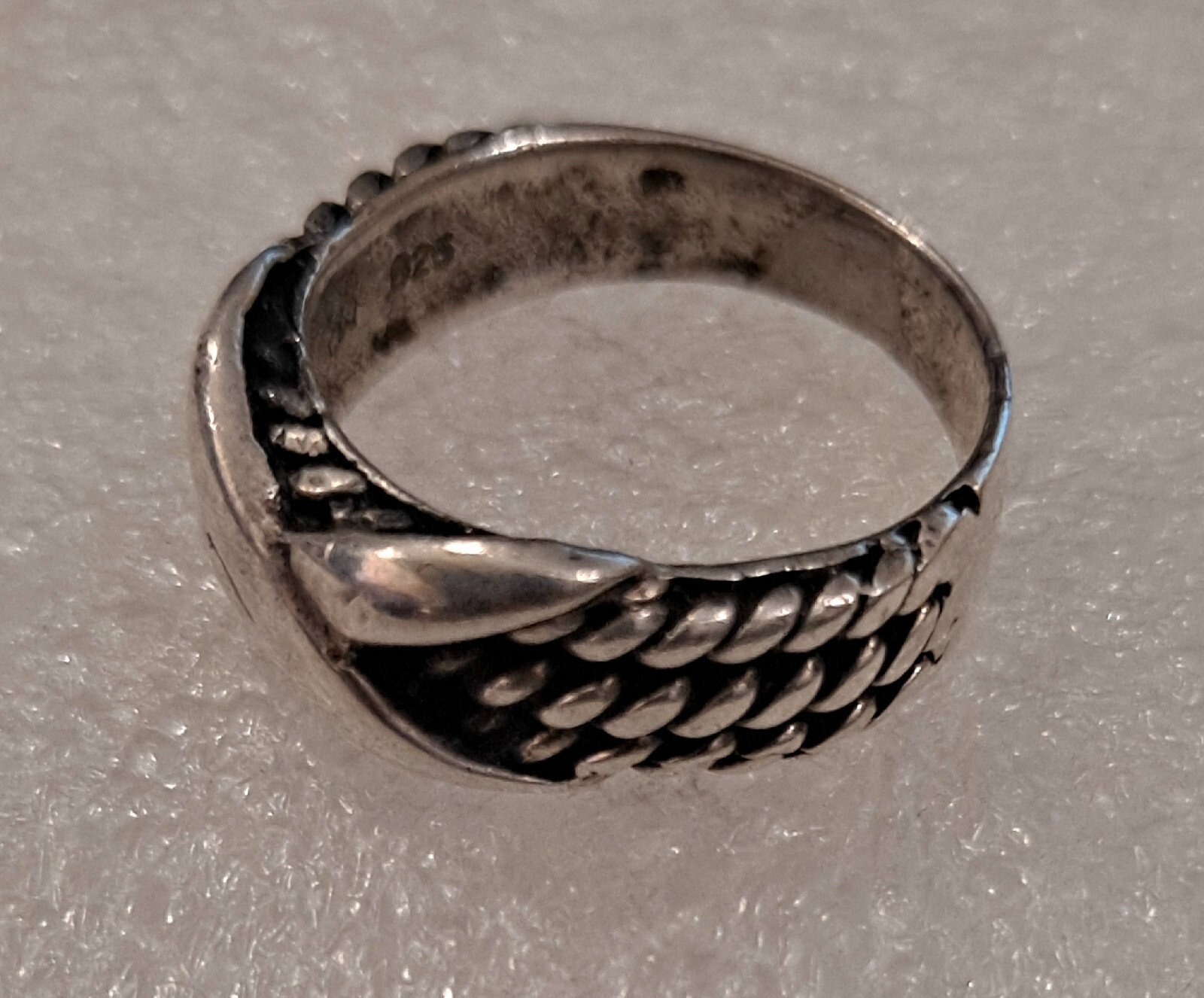 Vintage Sterling Silver Twisted Braided Design Band Rings Signed Designer