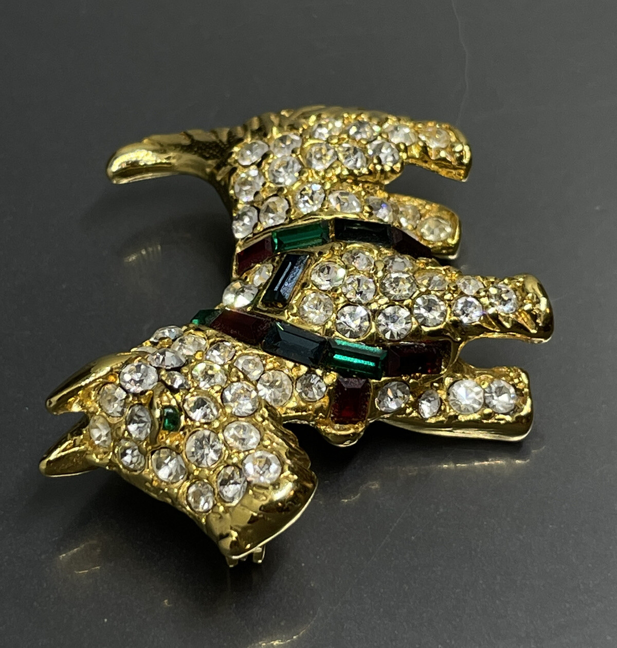Vtg Kenneth Jay Lane KJL Brooch Scottish Terrier Dog With Rhinestones Signed✨
