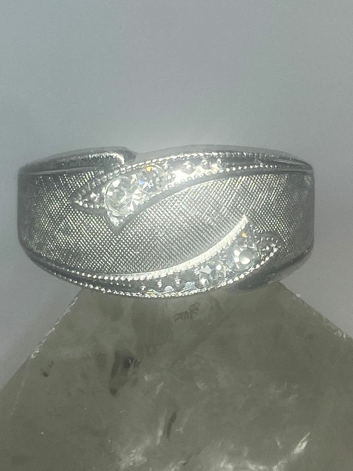 Brushed ring size 7.75 Art Deco influences band sterling silver women girls