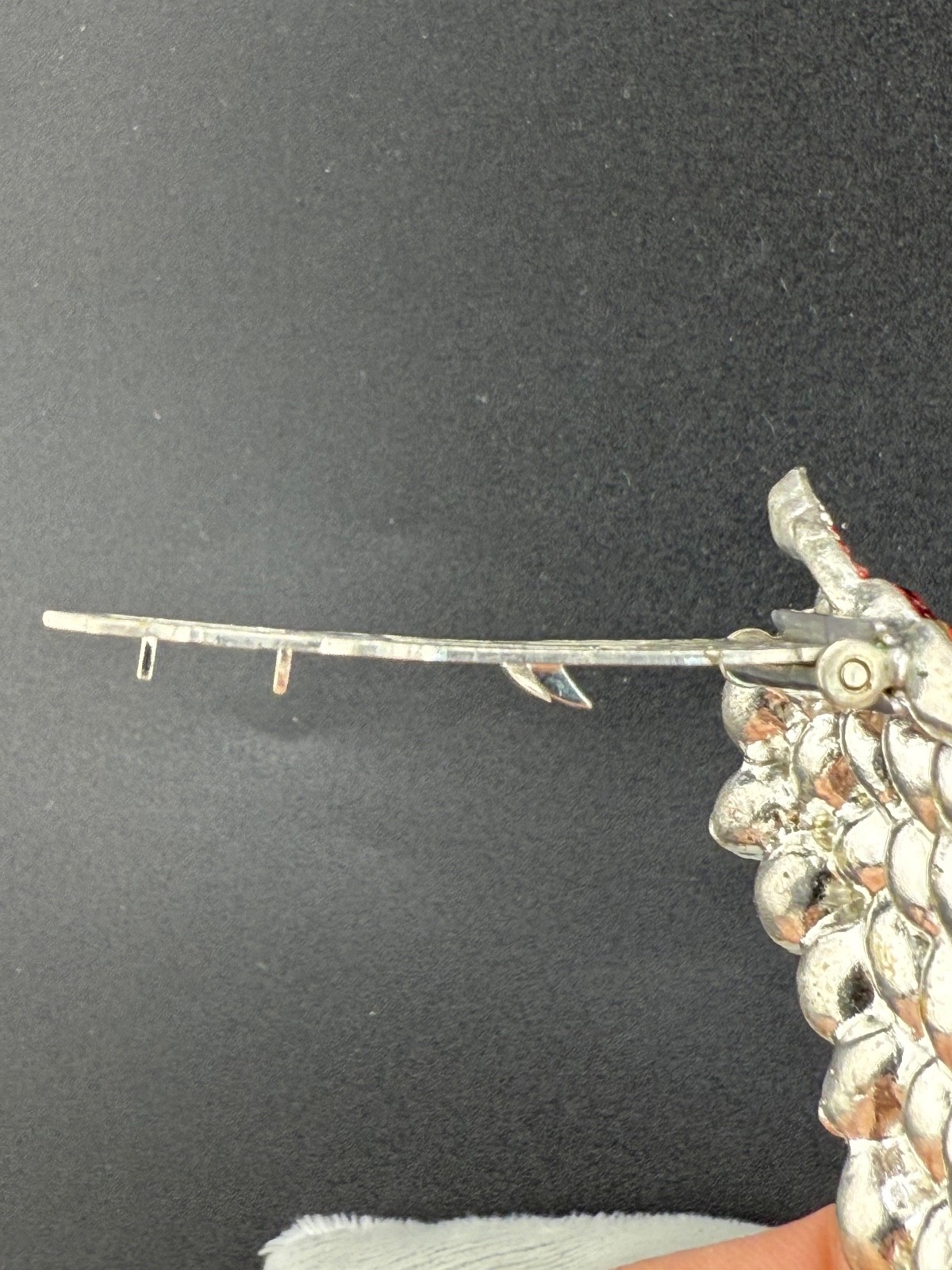 Vintage Rhinestone Red Grapes Dress Clip Silver Tone Pot Metal READ