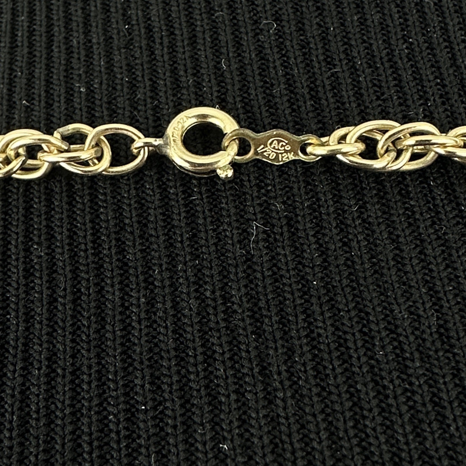 12K gold-filled necklace – vintage 24.25″ double link chain yellow GF 16g AC Co