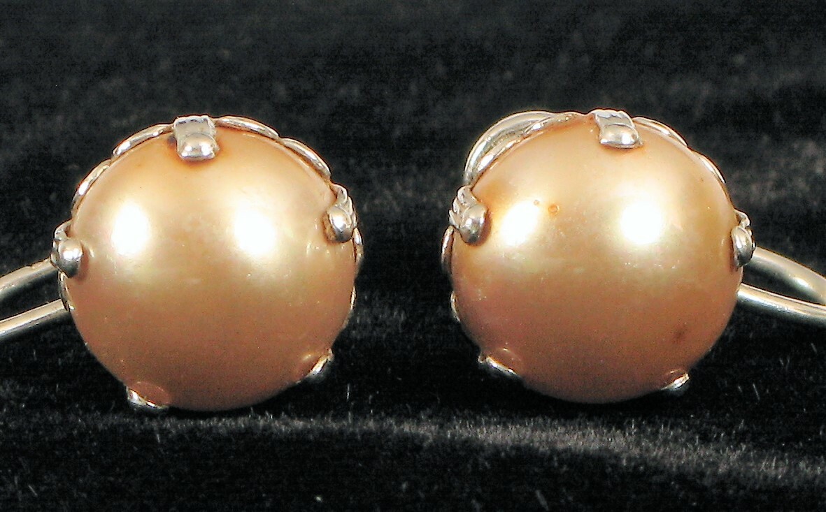 VTG DESIGNER SIGNED BDA BUDLONG DOCHERTY ARMSTRONG 10K WHITE GOLD PEARL EARRINGS