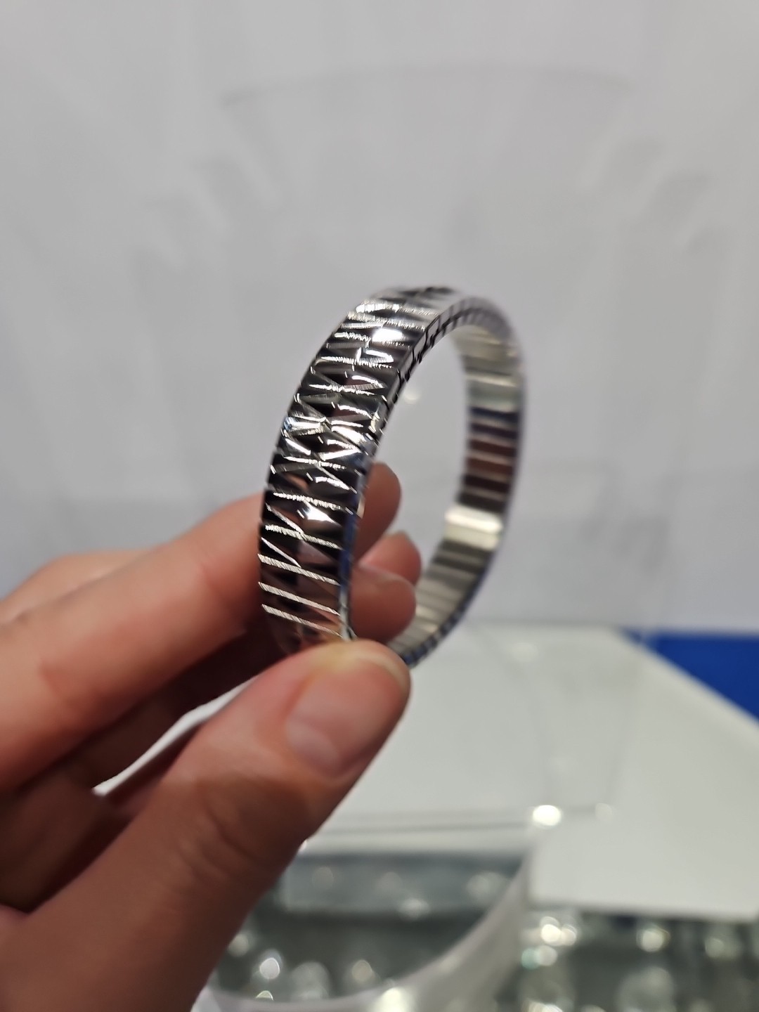 Bracelet Expendable stretch Band Silver tone Metal Edforce China Stainless Steel