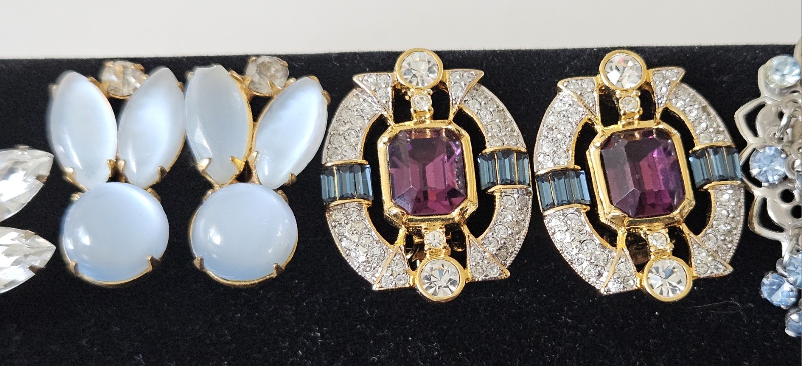 Stunning Lot Clip-On & Screwback Rhinestone Earrings High Quality 50s-80s