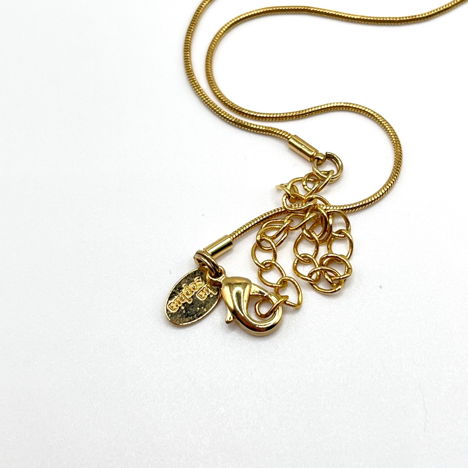 Lia Sophia Oval Square Black & Gold Tone Necklace Dainty Elegant Stackable 18″