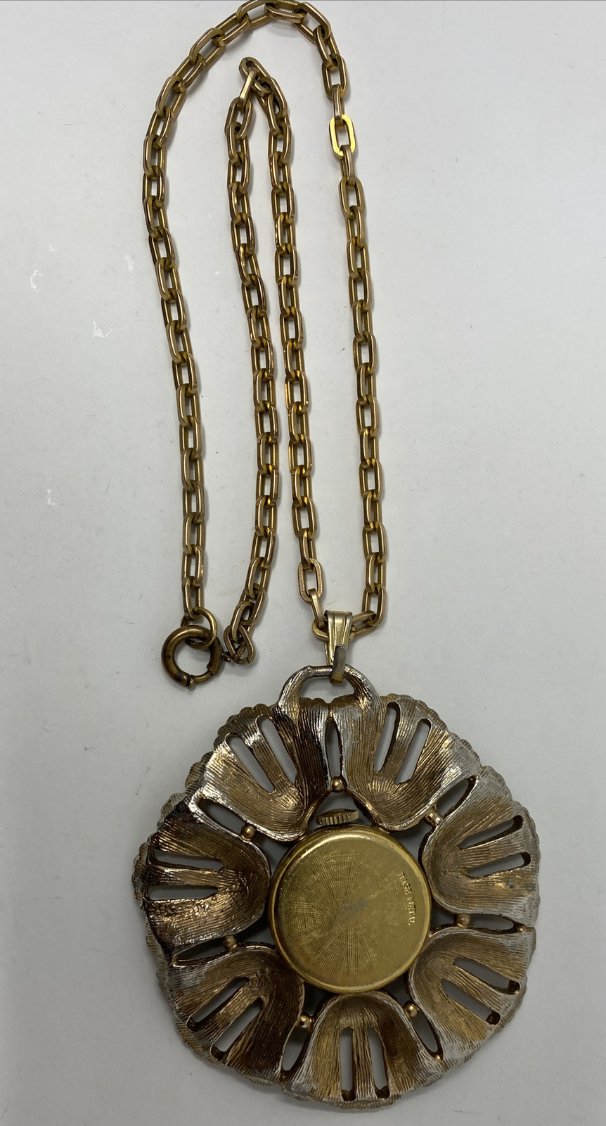 Fabulous Vintage Endura Rhinestone Faux Turquoise Ruby Pendant Watch Necklace