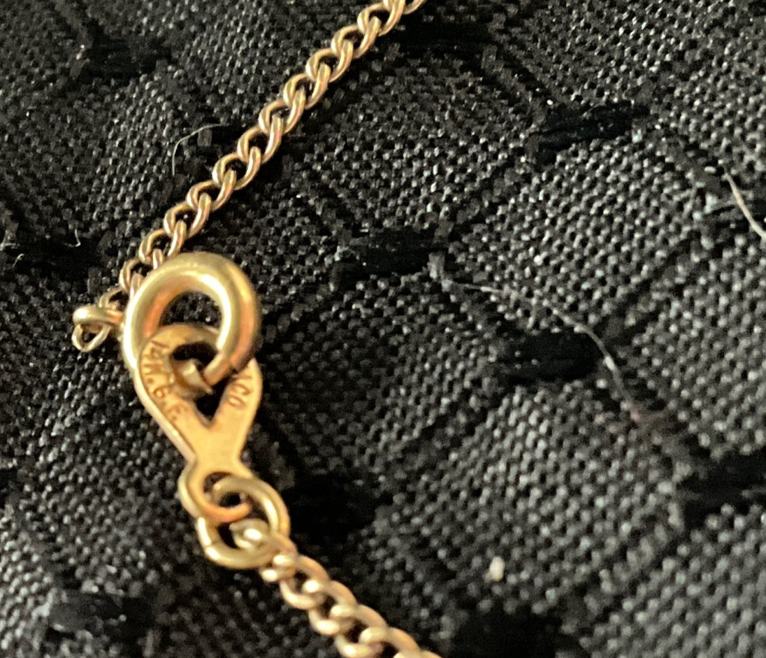 Vtg. 1950’s AMCO 14k Gold Filled Necklace (15”),And Goldstone Pendant (unmarked)