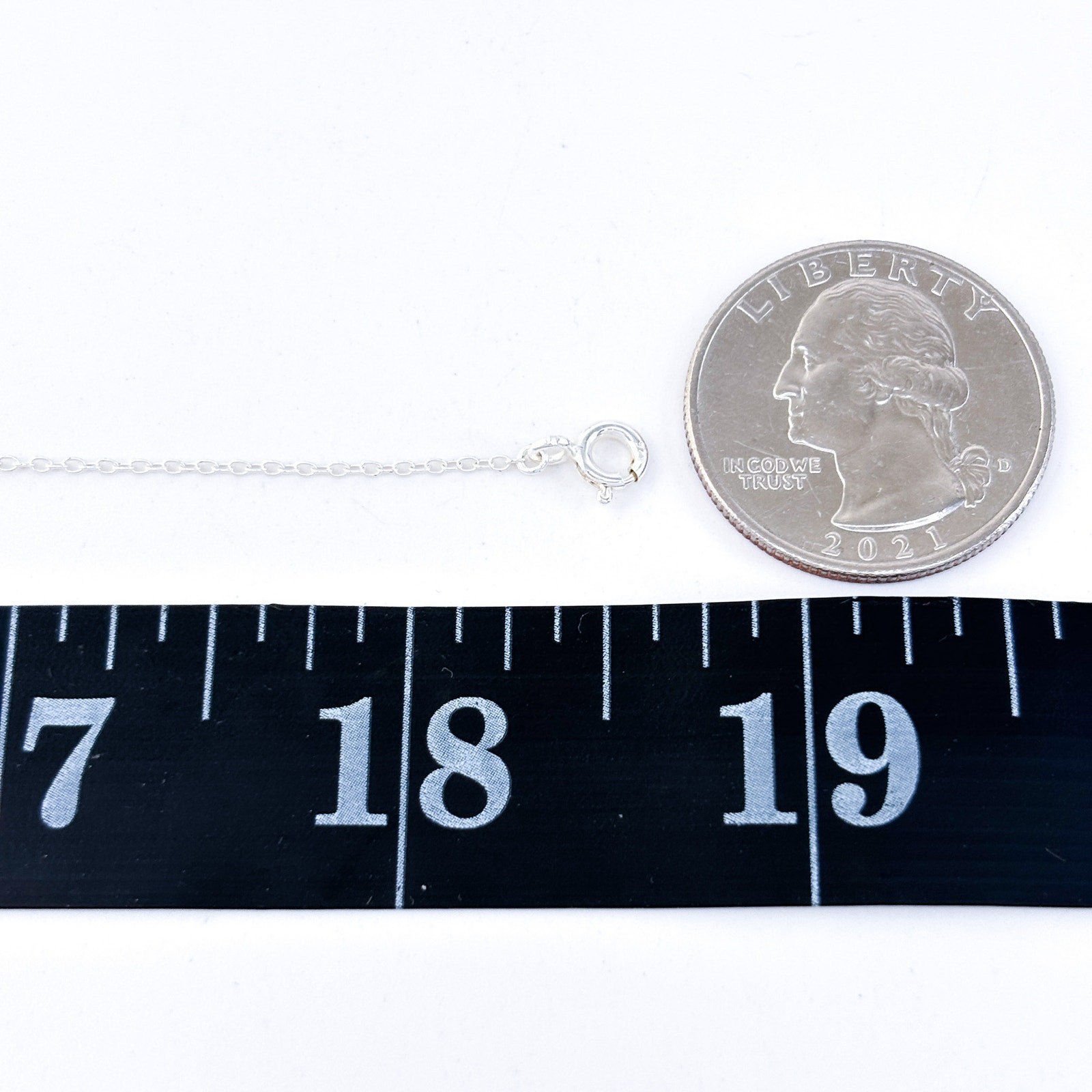 Vintage Sterling Silver 925 Cable Link Chain Necklace 16.5″-18.5″