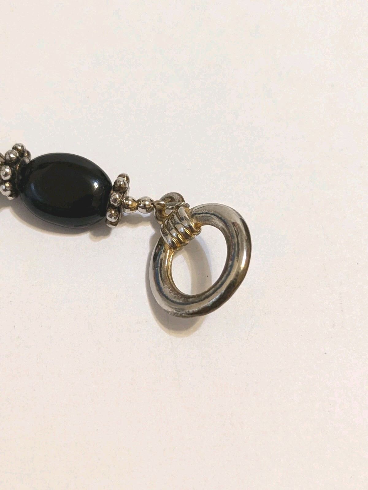 Vintage Multi Tone Bracelet With Multicolor Glass Beads. Toggle Closure 6 3/4″