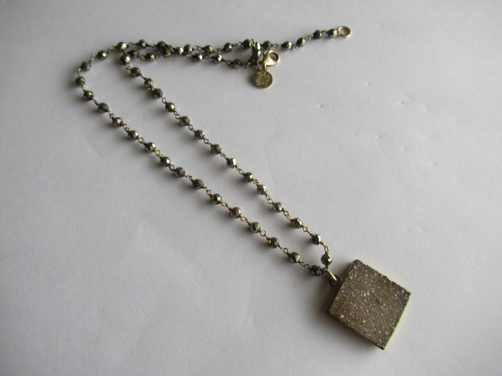 Vintage Glam Girl Gold Filled Geode hematite Necklace