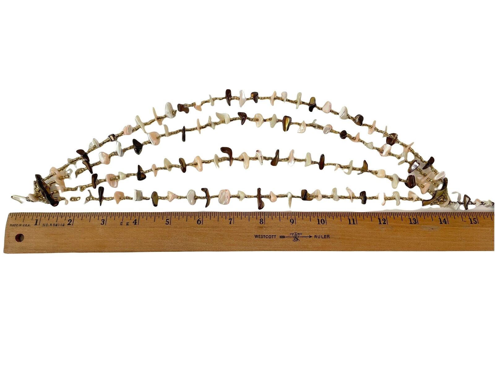 Vintage MOP Multi-Strand Mother of Pearl Necklace – Pink White Brown Lip Shell