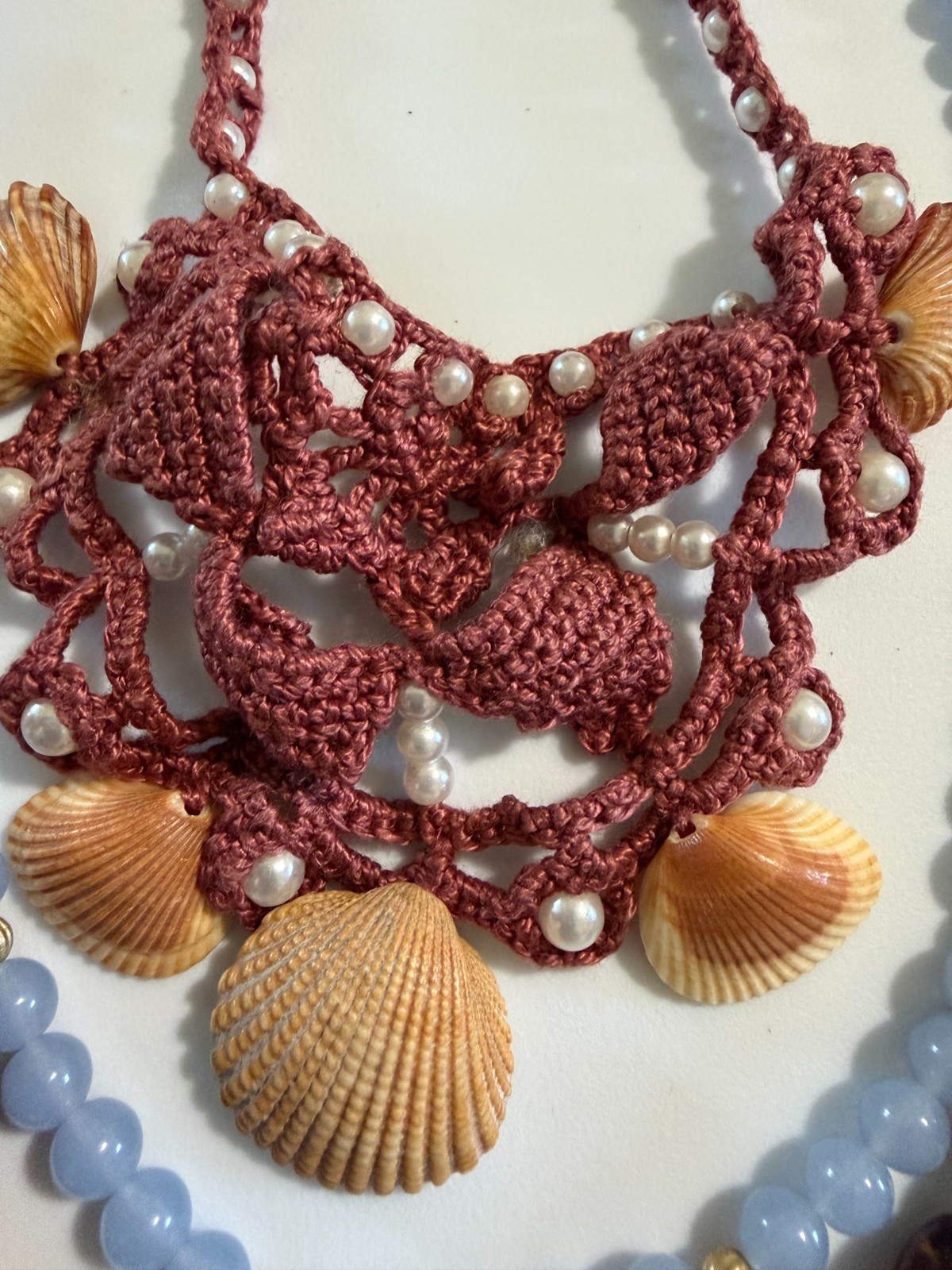 Lot of 13 Necklaces Vintage Costume Shell Beaded Pendant Wood Crocheted Dress Up