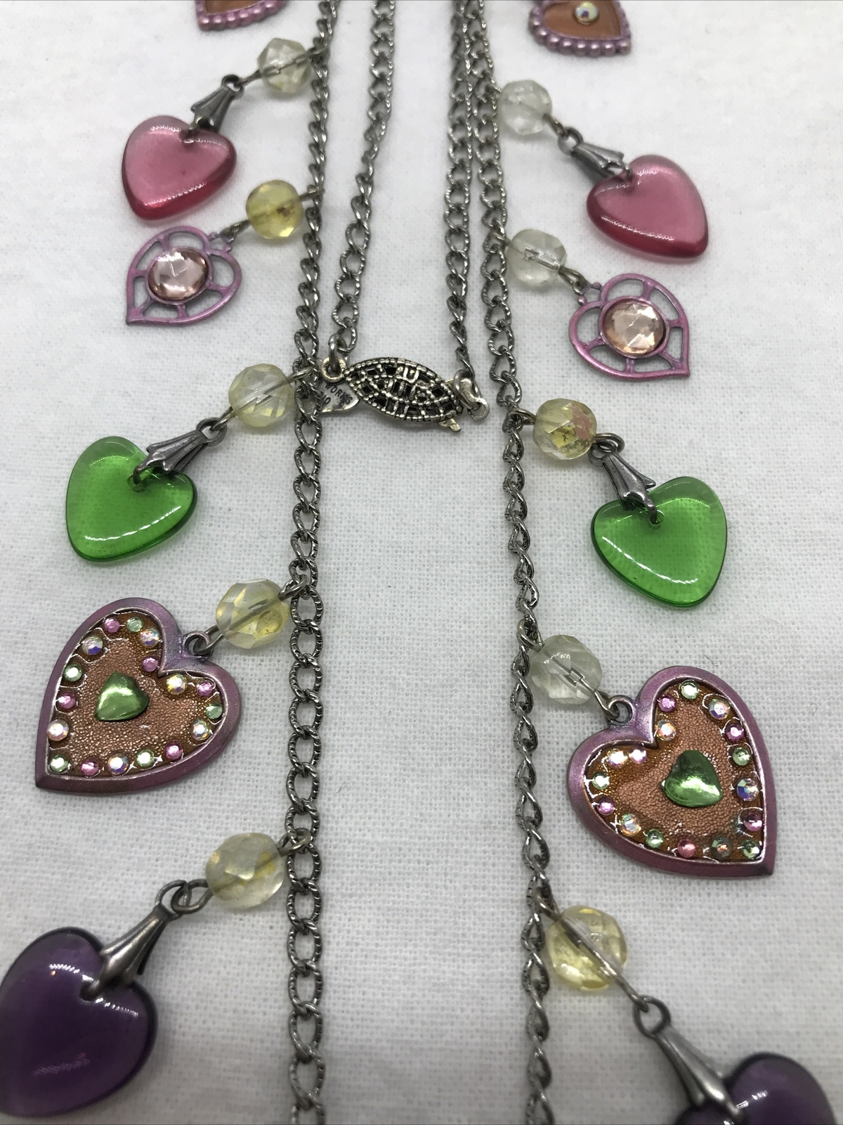 Vintage Glass Works Studio Glass & Silver Charms in Multi Colors Necklace 17