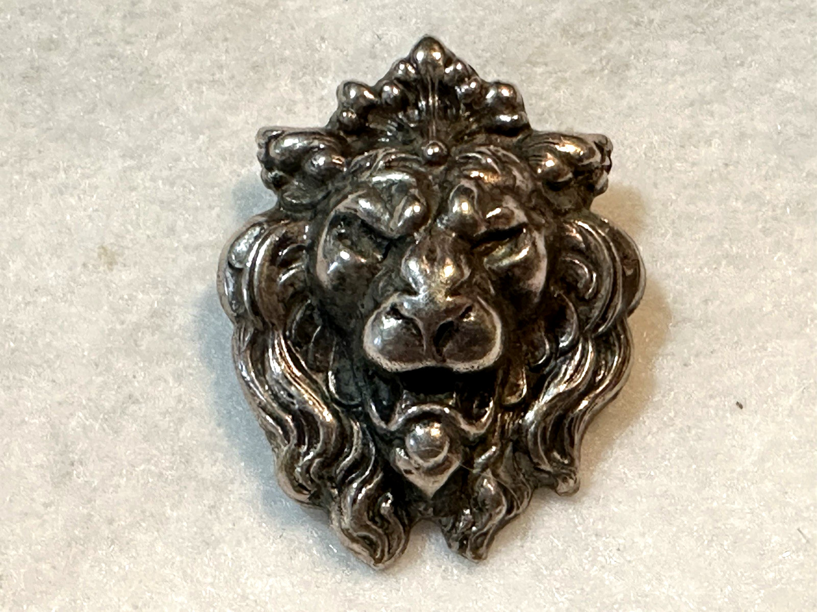 Vintage Sterling Silver Lion Head Clip Earrings About 1 1/4″ Tall & 11.1 grams