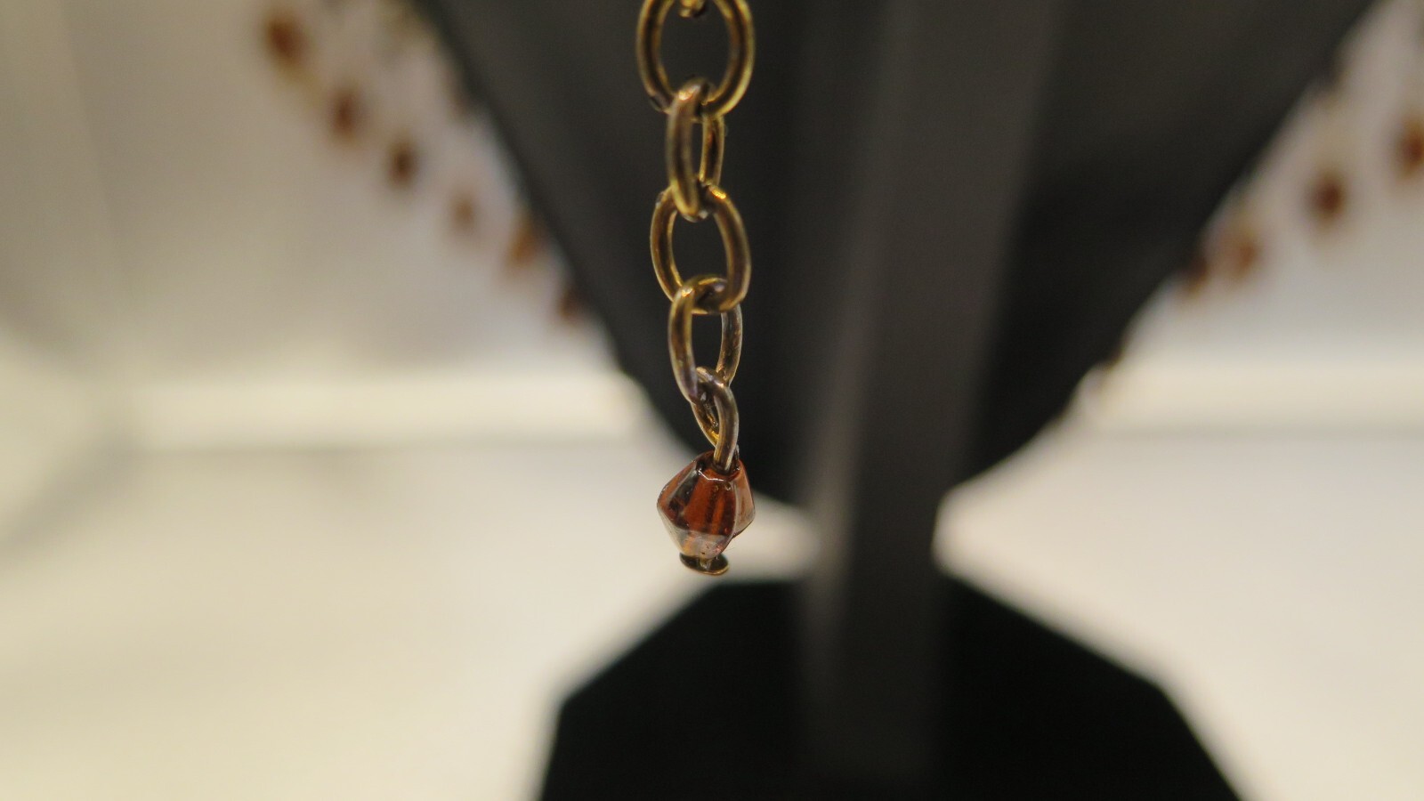 Vintage Collar Beaded Necklace- Brown Beads and Bronze Tone Chain