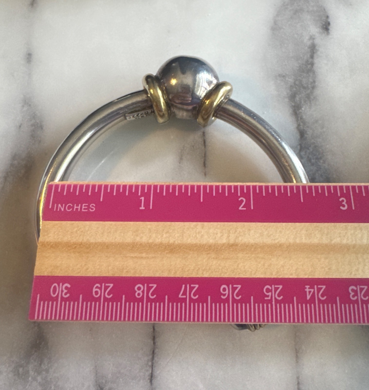 intage Mexico 925 Sterling Silver Mixed Metal Modernist Cuff Bracelet (A34)