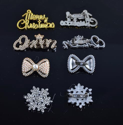 Christmas Charms for Socks 24pcs Rhinestone Brooch Pins Brooches and Pins for