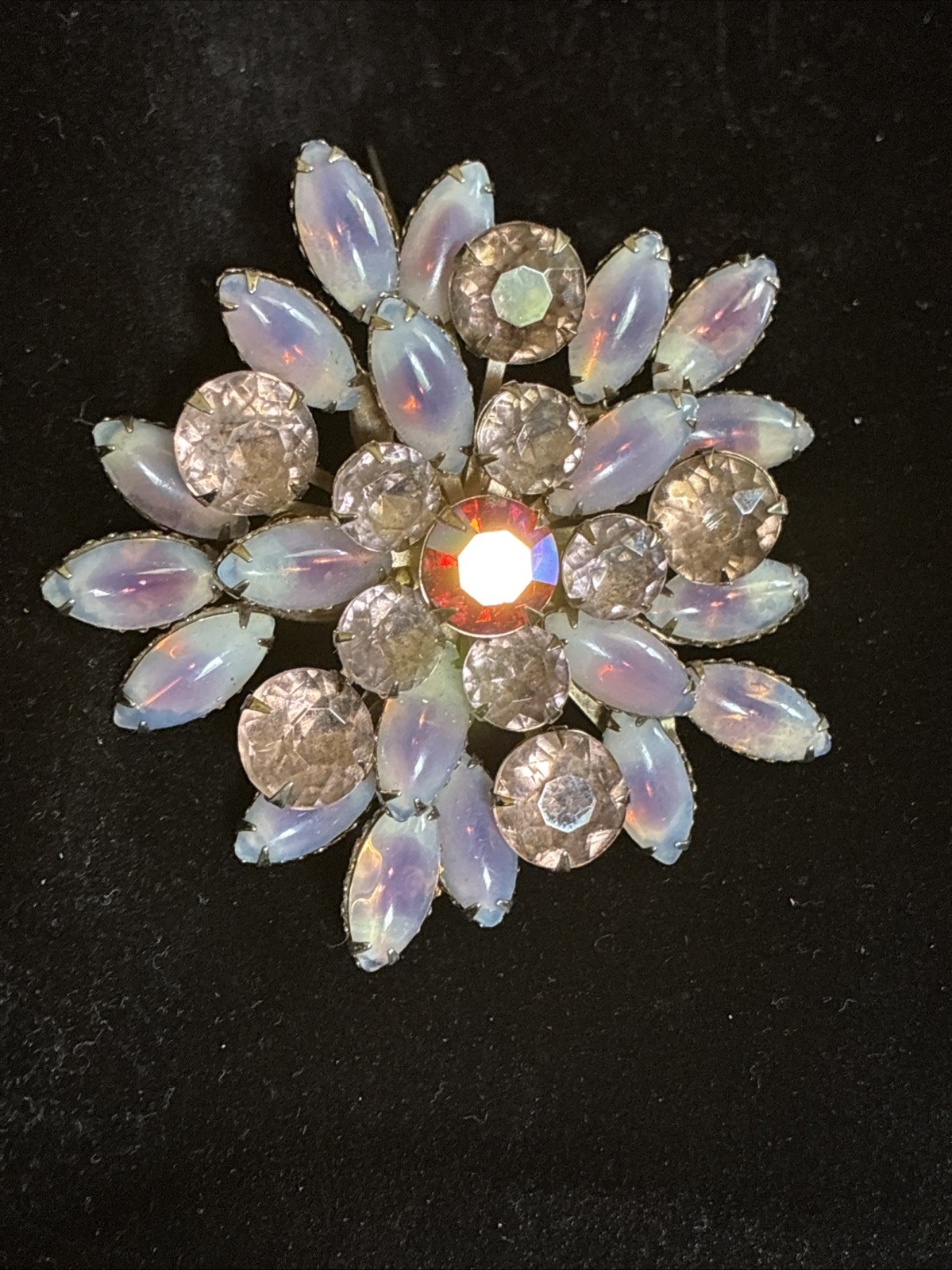 Pink And Light Blue / Purple Aurora Borealis Vintage Brooch Pin