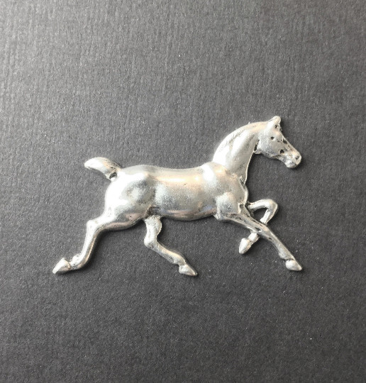 40204 Matte Silver Oxidized Large Running Horse Jewelry Finding