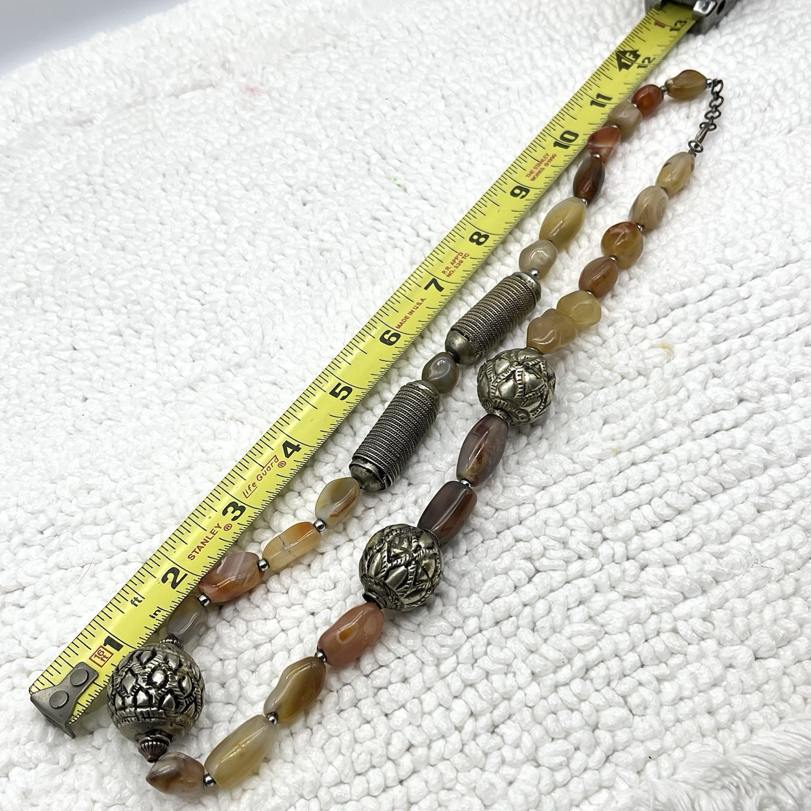 Vintage Agate Necklace Multicolor Stones Beach Boho 24″