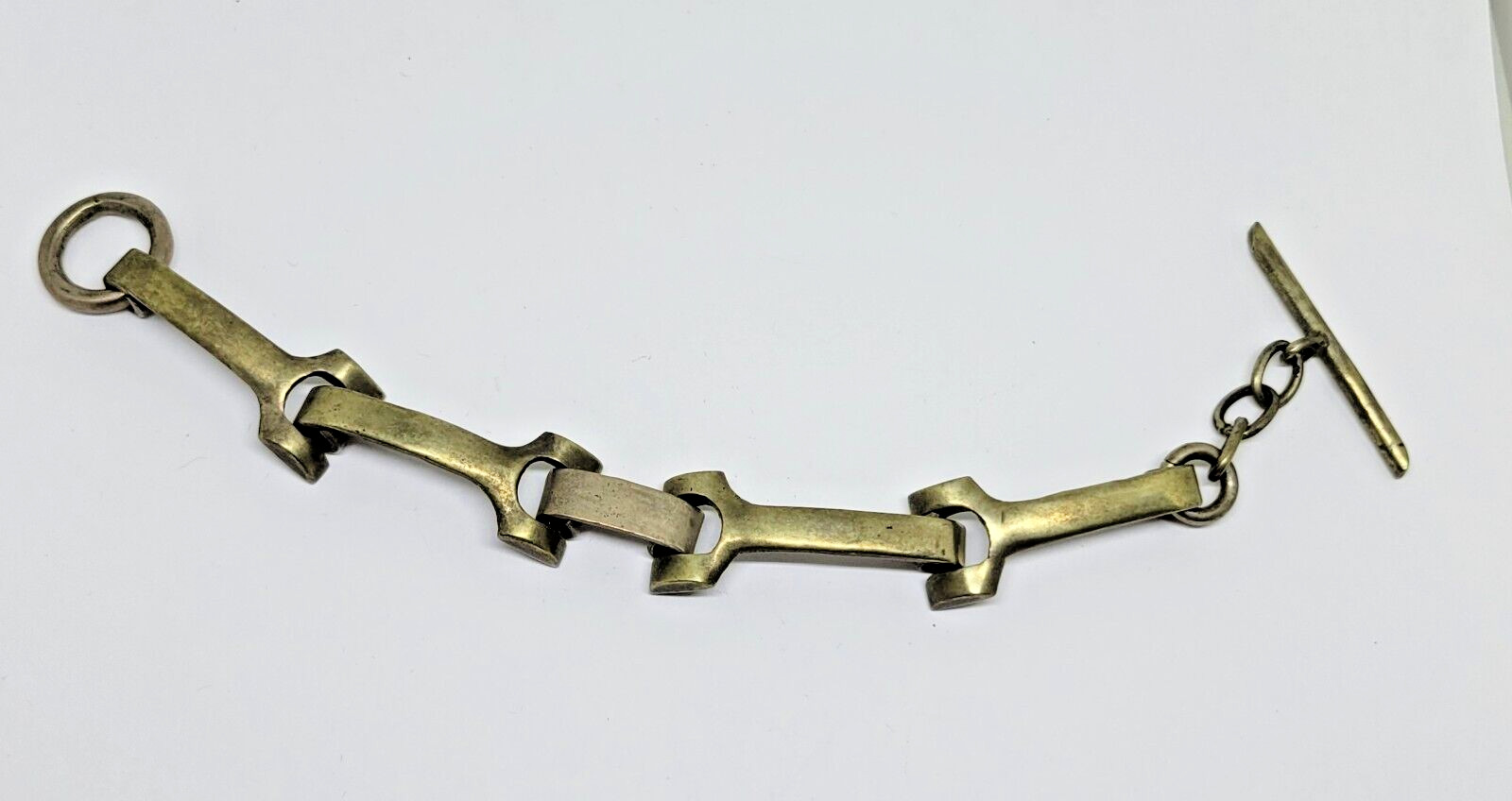 Vintage Hallmarked Horse Bit Equestrian Western Toggle Bracelet ~ 7.5″