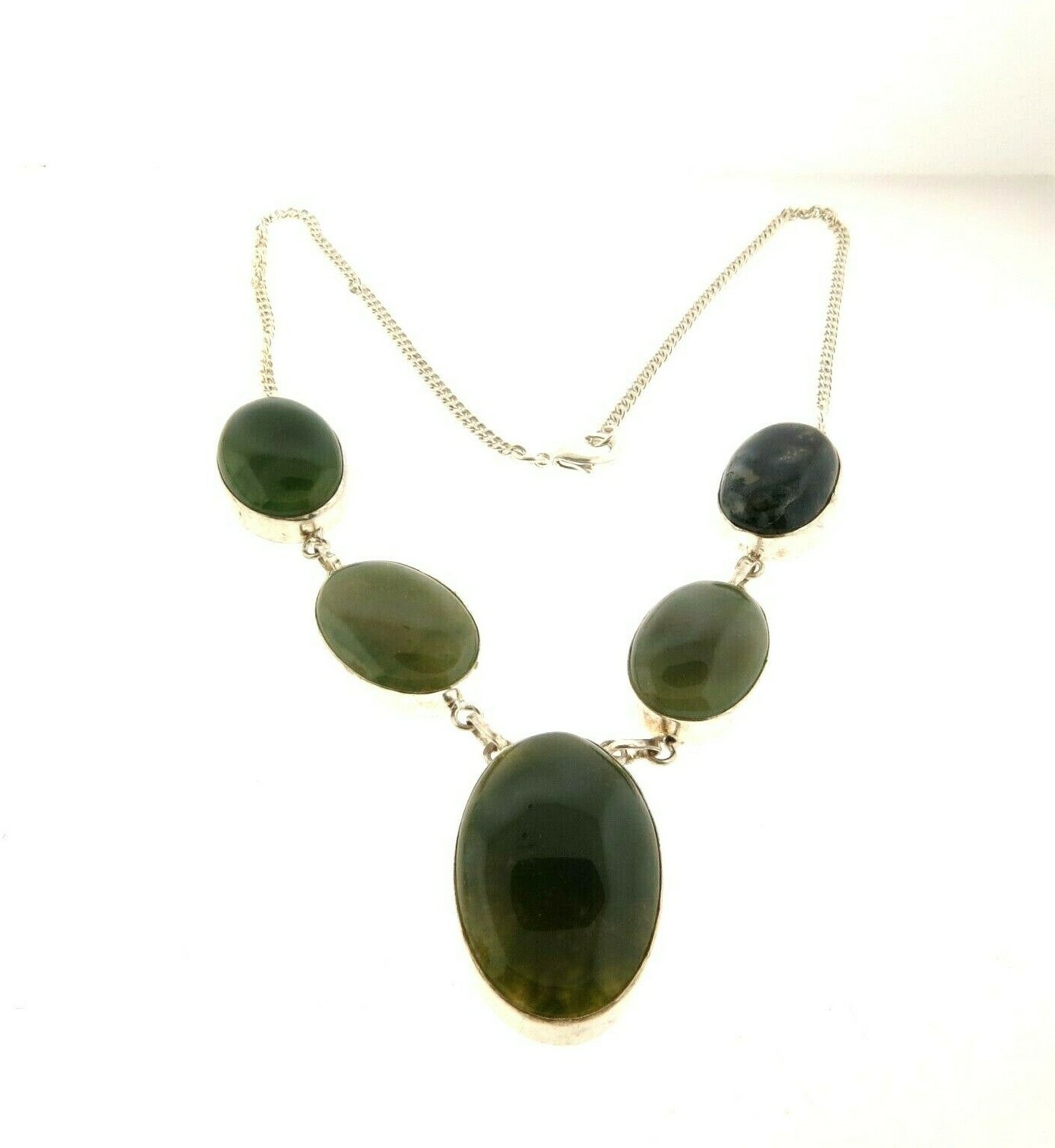 Bloodstone Necklace Silver Plated 1.75 x 20 in