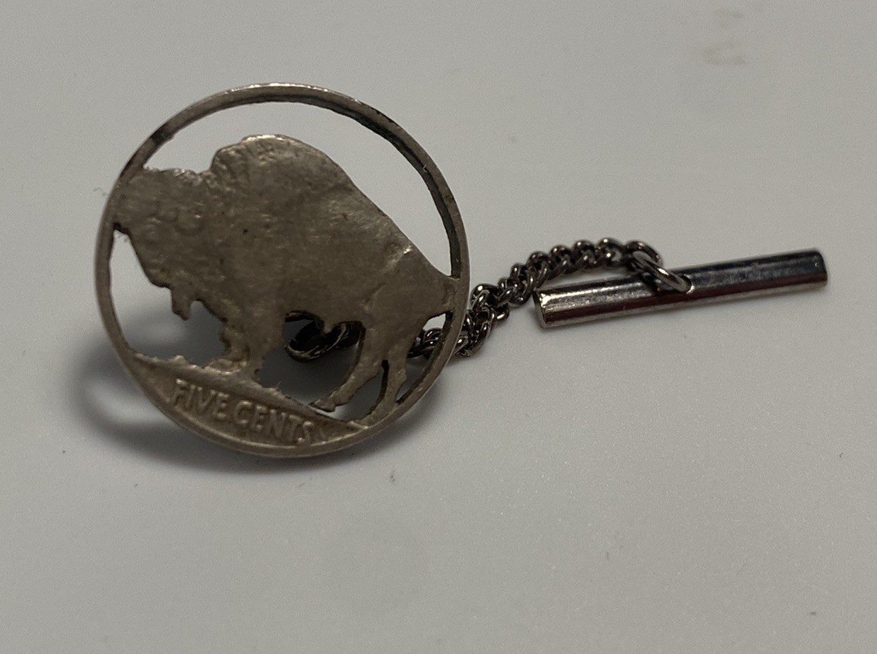 Cut Out Buffalo Nickel 5 Cents Coin USA Vintage Tie Tac Lapel Pin Badge