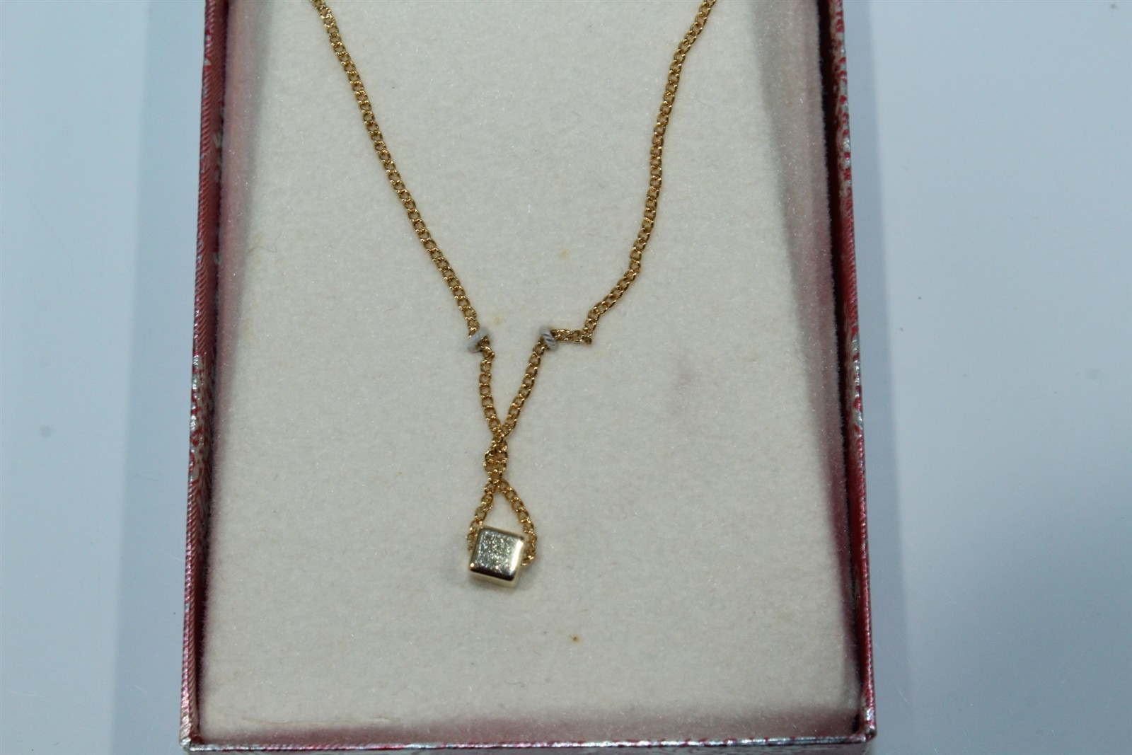 Vintage Jewelry Tacoa Gold-Tone Necklace With Cube Pendant