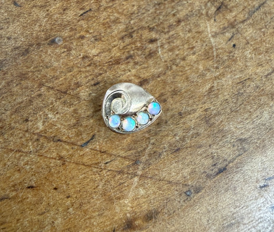Antique Victorian Era 14k Yellow Gold & Opal Slide Pendant Charm