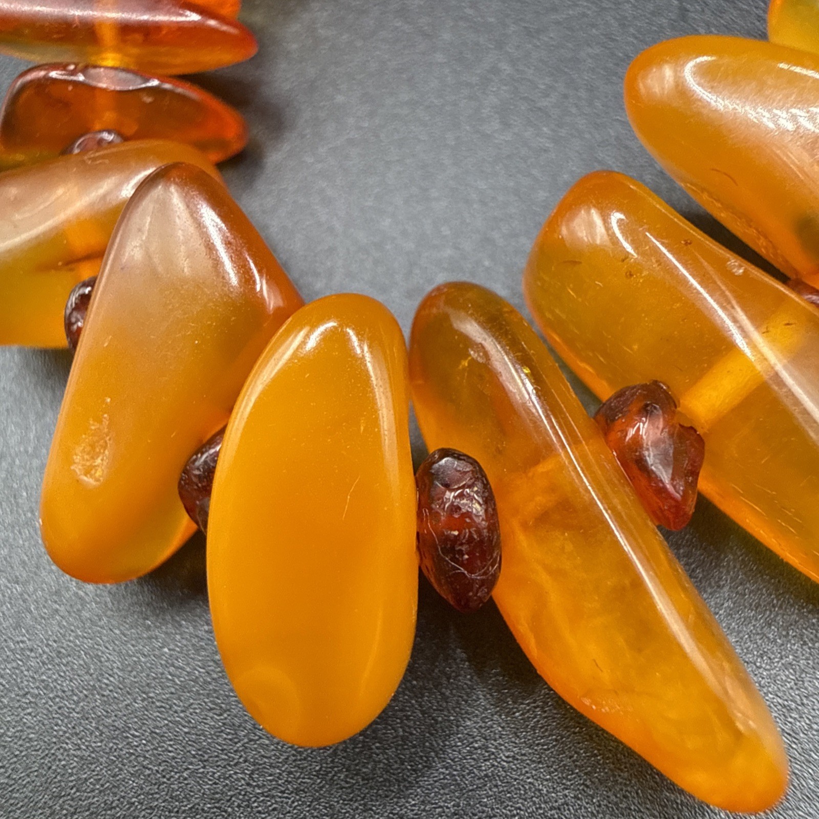 Vintage Honey Amber Bead Necklace 14K Gold Filled Clasp Inclusions Warm 20”